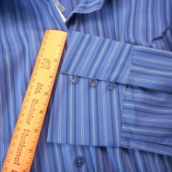 NWT Lane Bryant Size 14/16 Blue Button Up Shirt Long Sleeve Striped Office - Picture 10 of 10